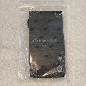 Free People Black Heart Pattern Tights